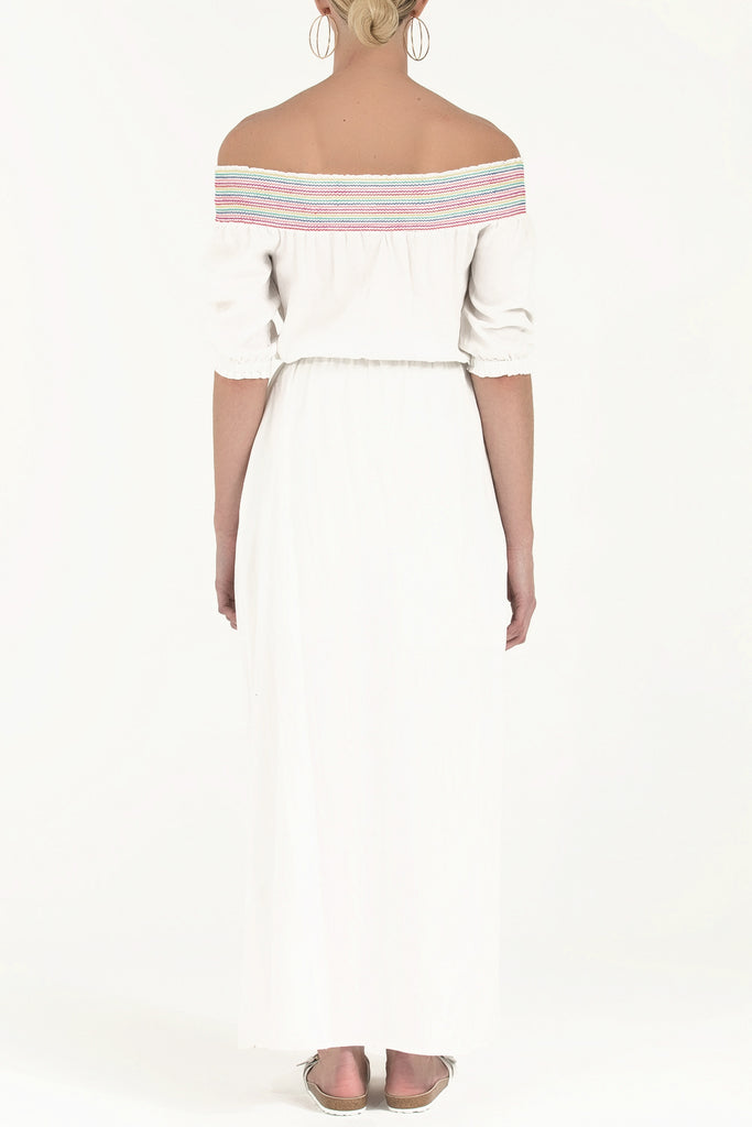 Ecru Elastic, cotton maxi dress 91727