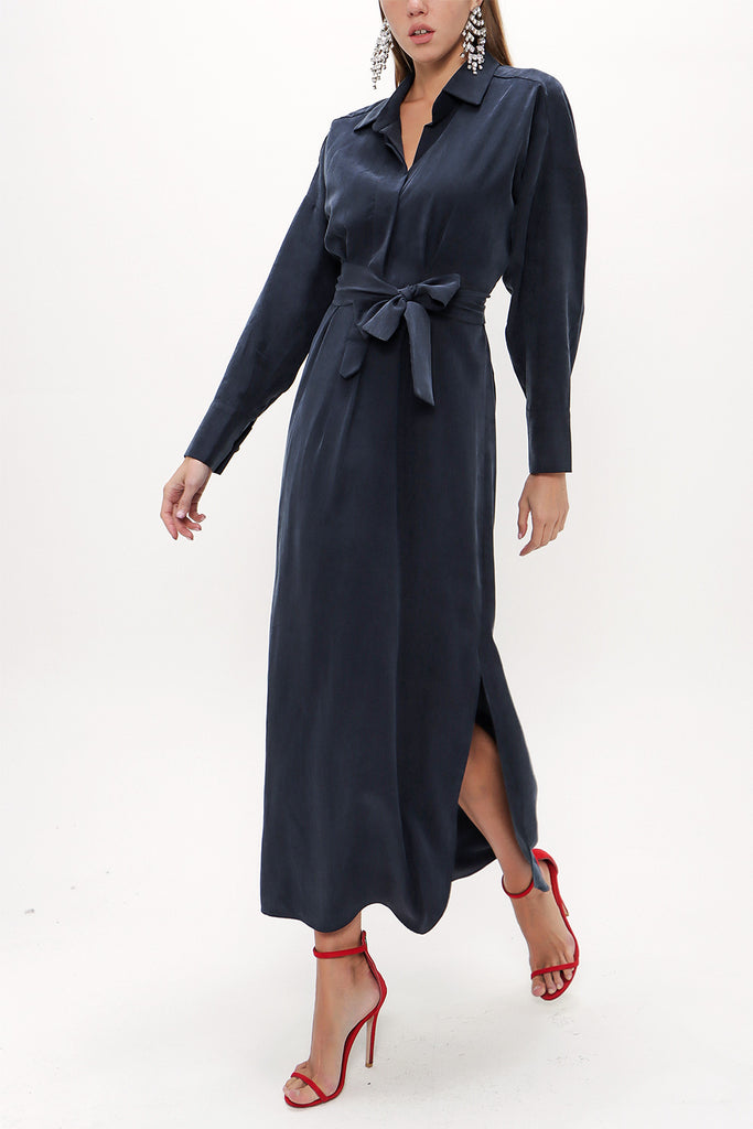 Navy Blue Slit detail maxi dress 92873