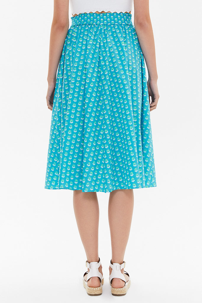 Blue Elastic  Printed skirt  81064