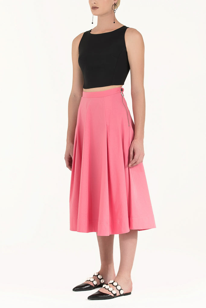 Salmon High waist Pleated  skirt  80894