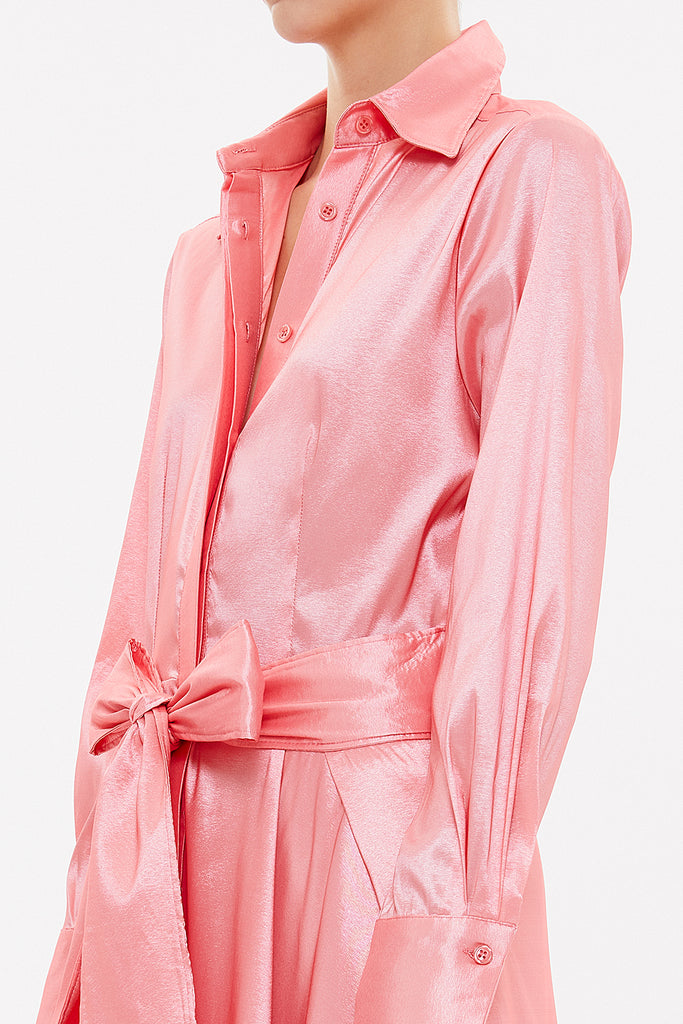 Pink Tie-front maxi dress 92882