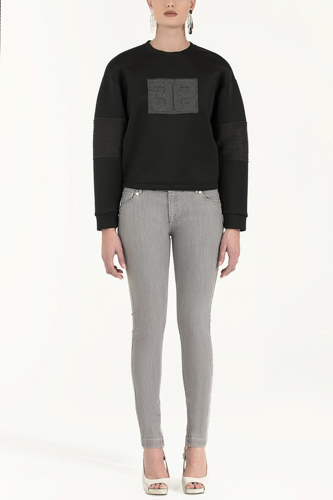 Kadın Baskılı Oversize Sweat Siyah 19555 M03161019555101