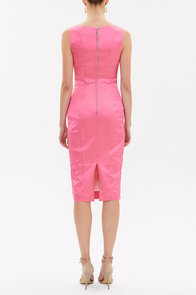 Pink Zipped Slim fit midi dress 92363