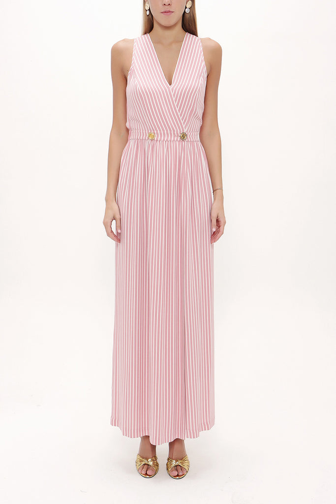 Red Wrap-over sleeveless maxi dress 92381