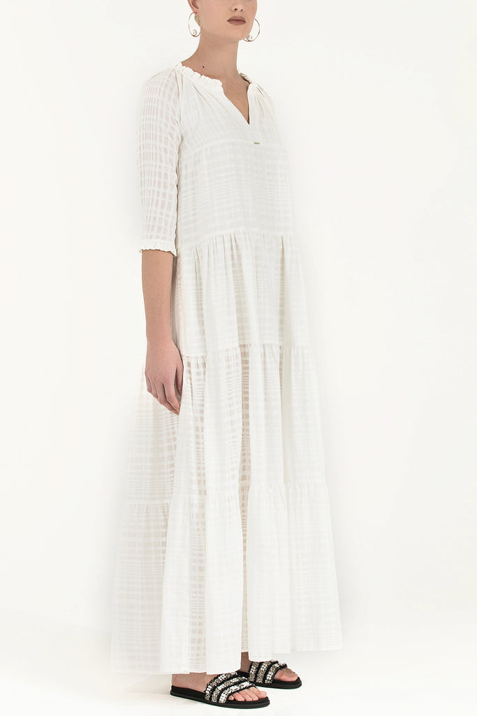 White Pleated wide cut dress 92299