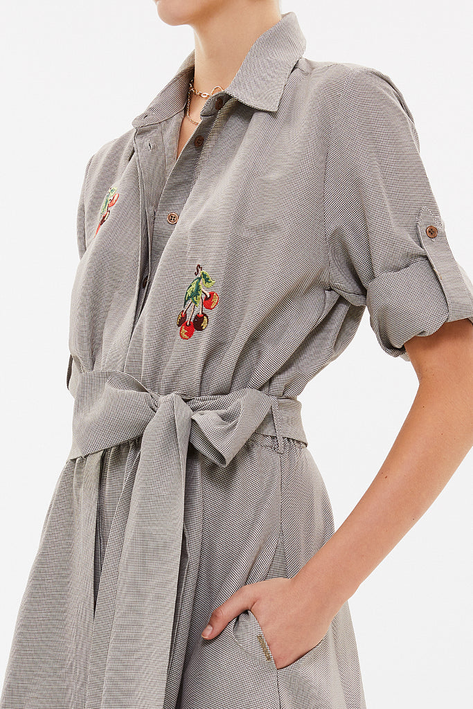 Brown Embroidered maxi  dress 92866