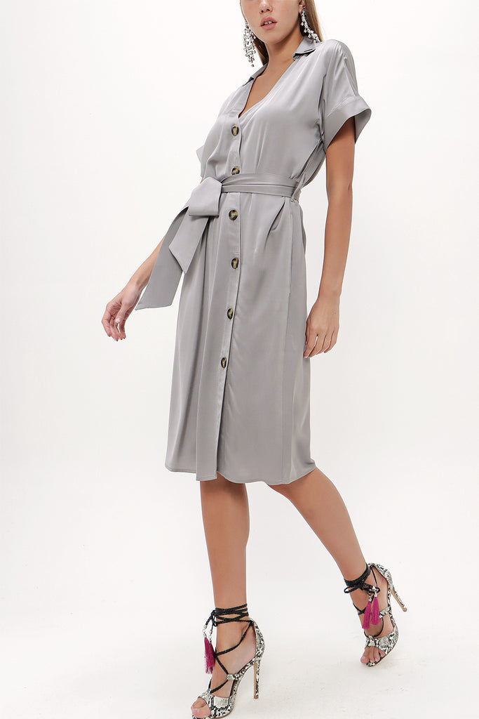 Gray Asymmetric fly midi dress 92764