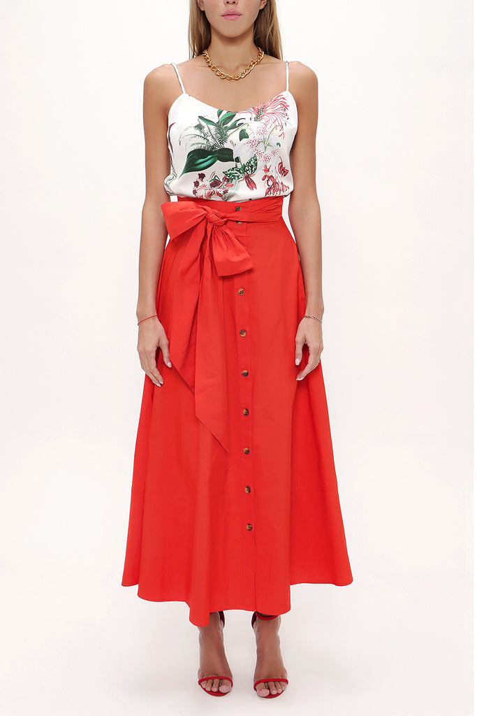 Coral High waist  button skirt  81056