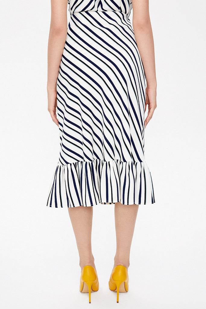 Striped Mid-calf straight slim skirt  81124