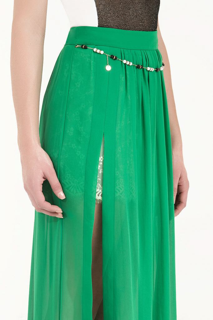 Green Accessorized chiffon skirt 80495
