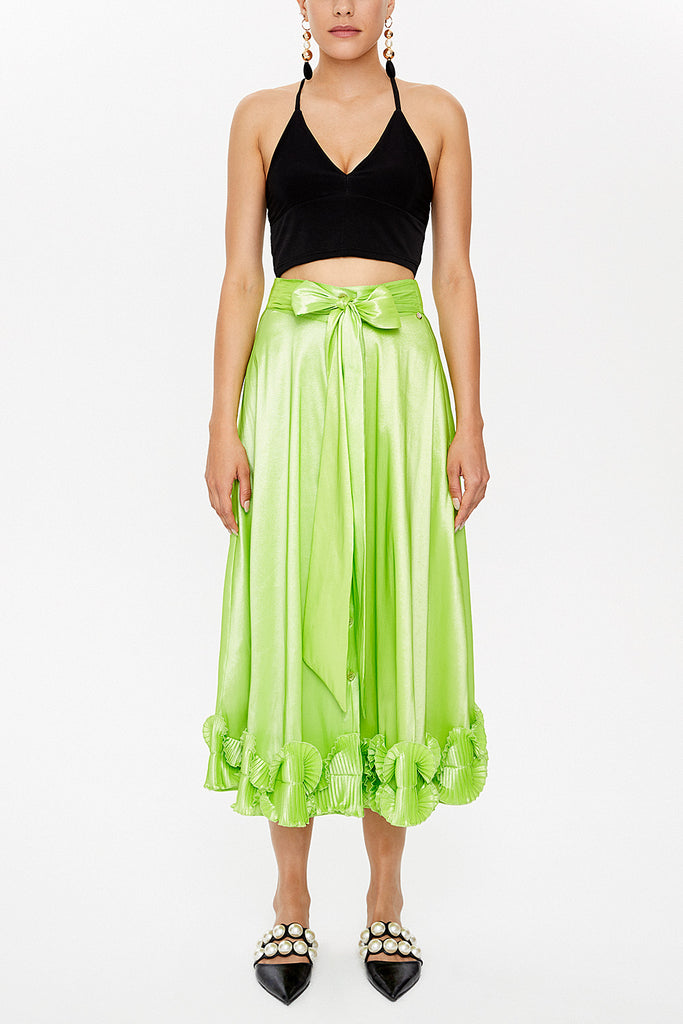 Green Pleated skirt 81082