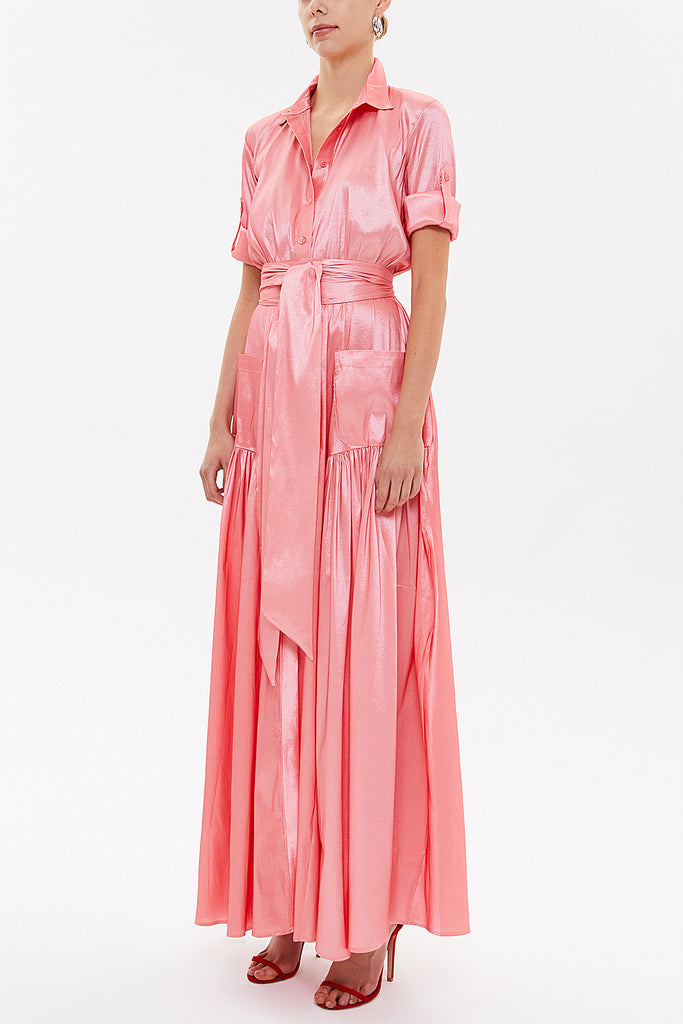 Pink Pocket elastic maxi dress 92606
