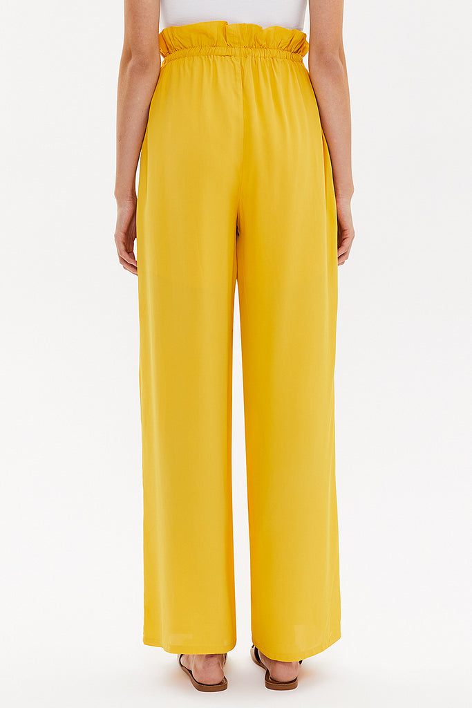 Yellow Wide cut elastic waist pants 41369