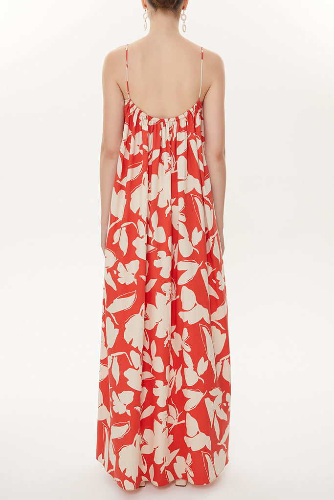 Red Ecru Low-cut back strappy dress 93475