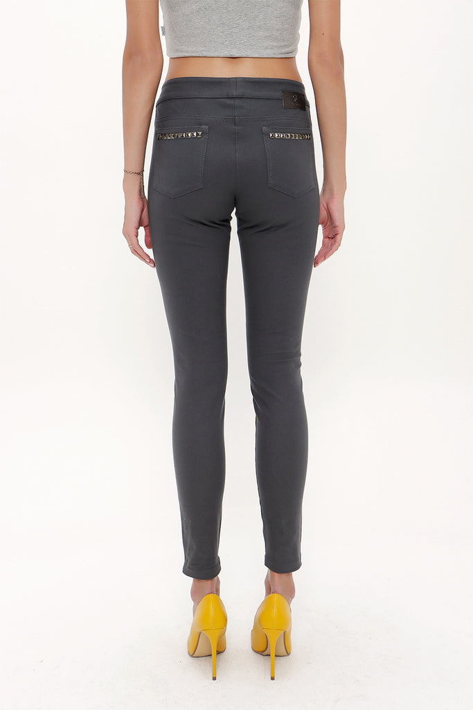 Gray Metal detail  pocket pants 41242