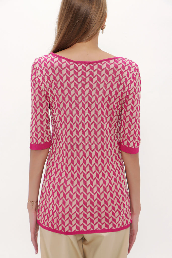 Fuchsia Pattern knitted knitwear blouse 28650