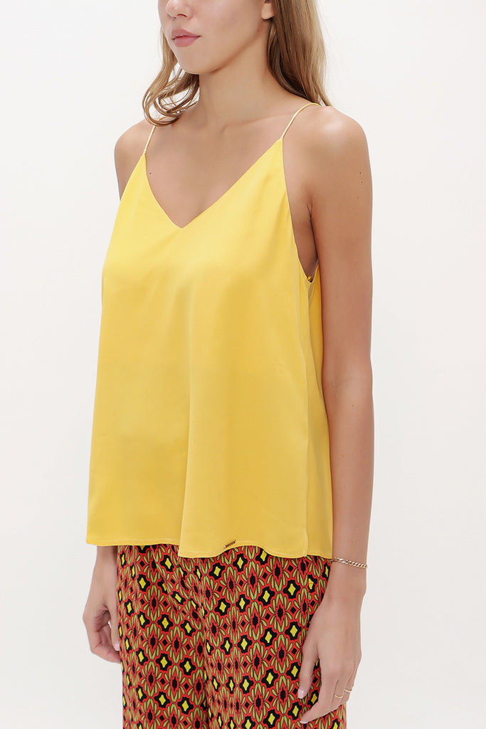 Yellow Strappy  V-neck  blouse  19792