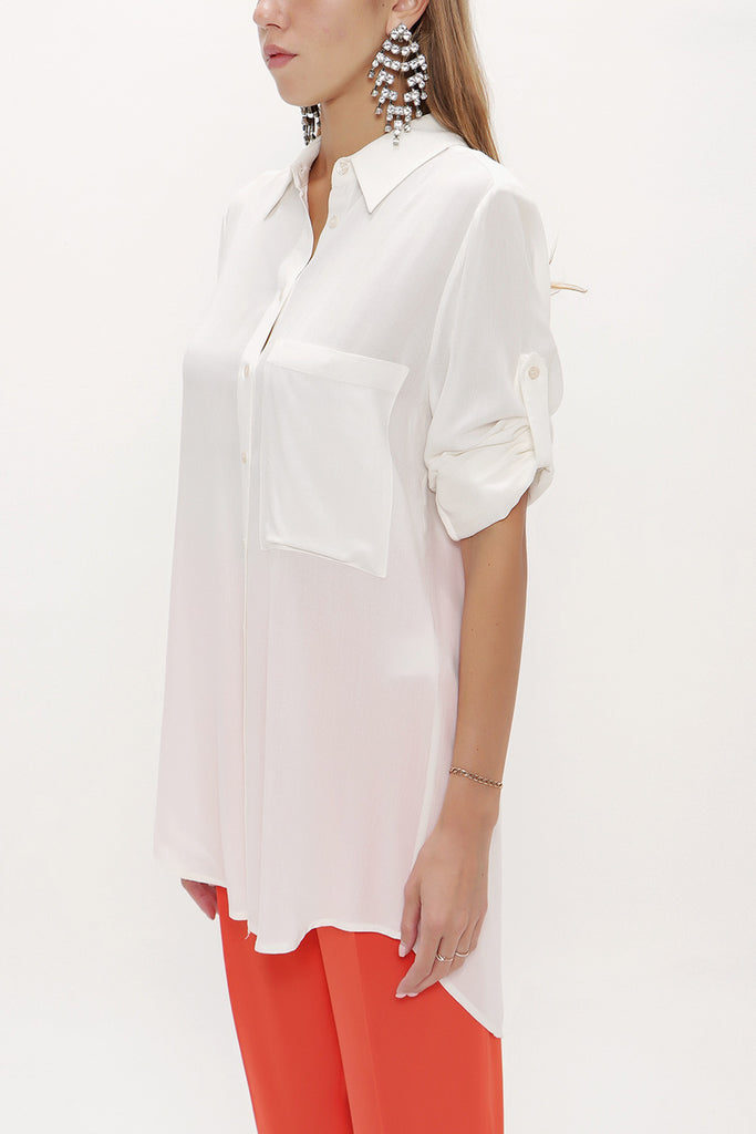 White Wide cut flowing shirt  10724