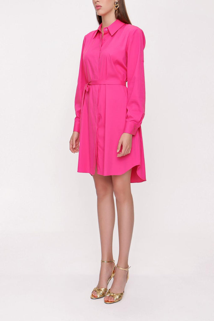 Fuchsia Belted shirt dress 94006