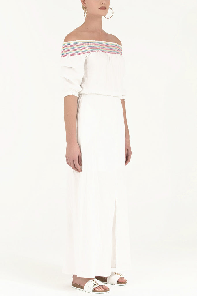 Ecru Elastic, cotton maxi dress 91727