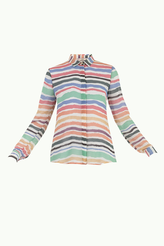 Desenli Şifon Gömlek 10662