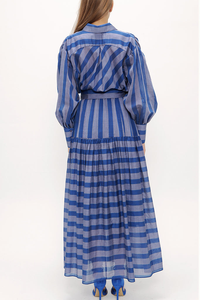 Blue Gathered maxi dress 92863