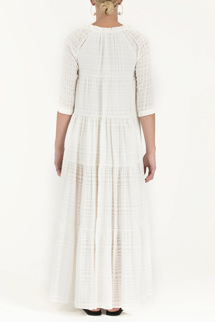 White Pleated wide cut dress 92299