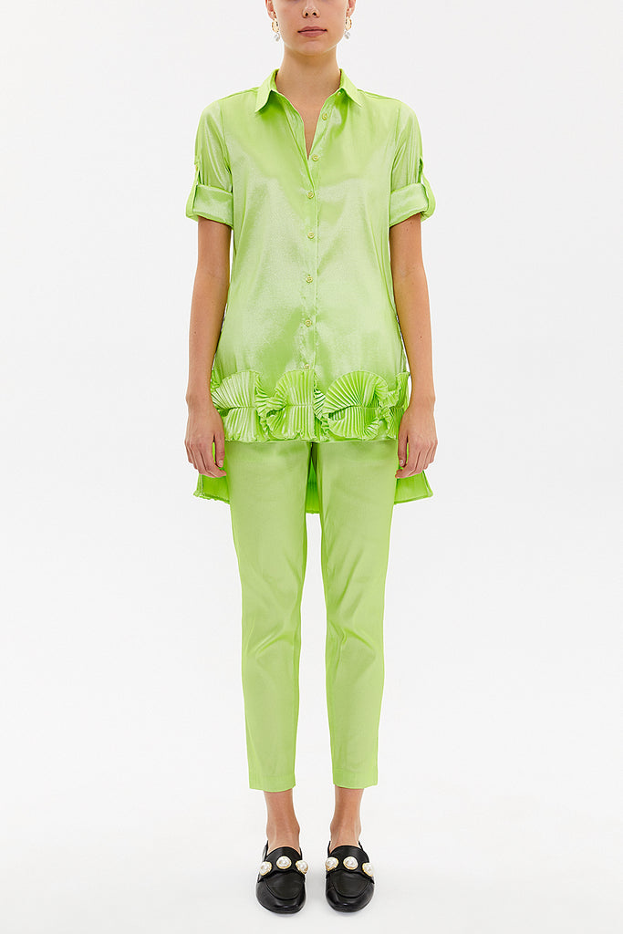 Green Pleated shirt 10735