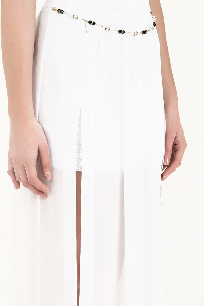 White Accessorized chiffon skirt 80495