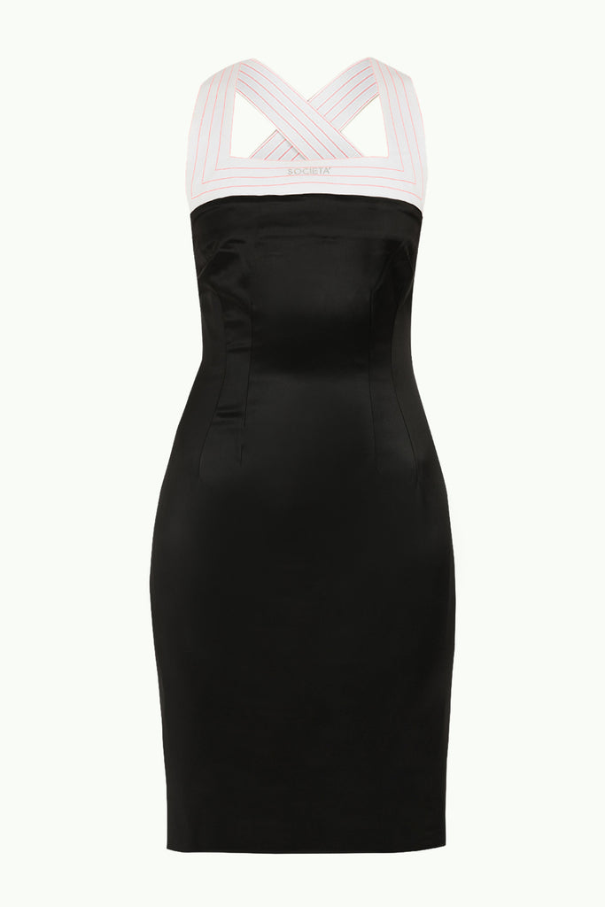 Dar Kesim Elbise Siyah-Beyaz 90648