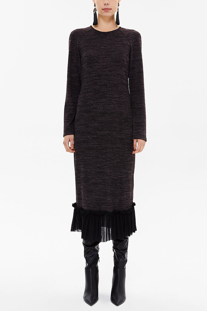 Plum Frilled skirt knit midi dress 92159