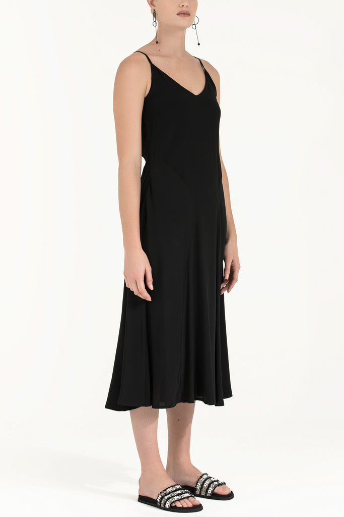 Askılı V Yaka Elbise Siyah 92296
