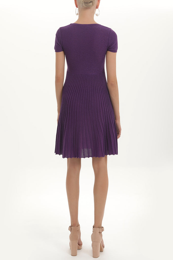 Purple Pleated knit dress 27897