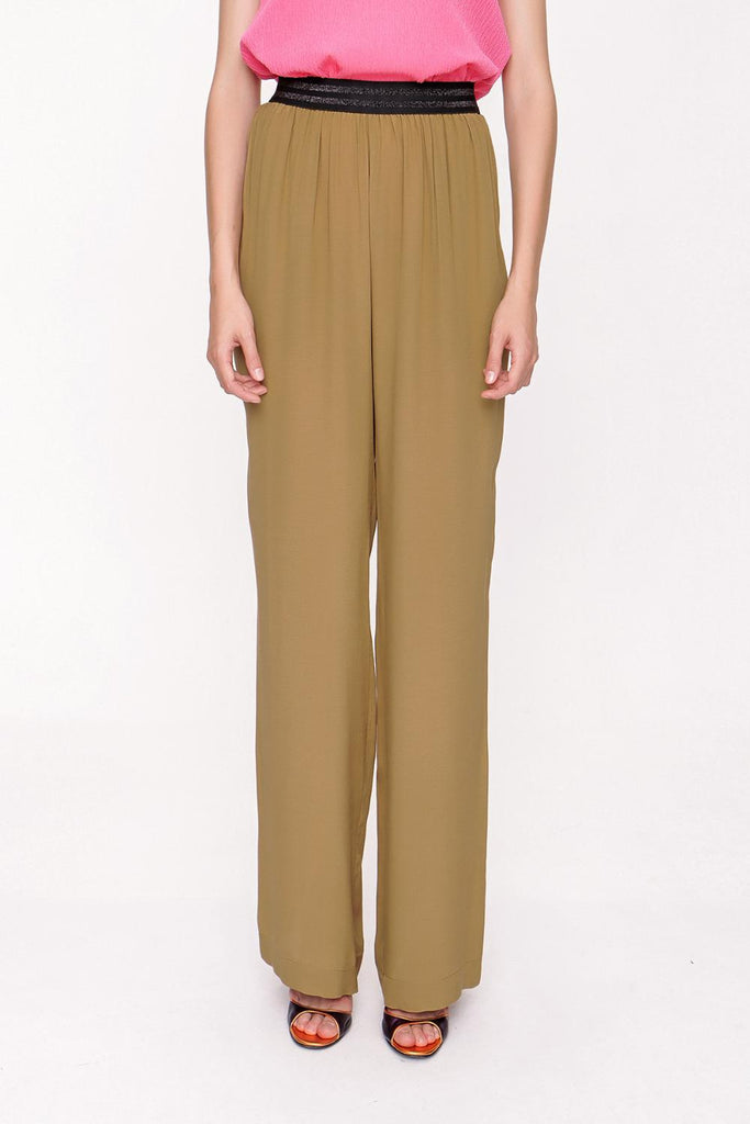 Olive Elactic belted pants 41615