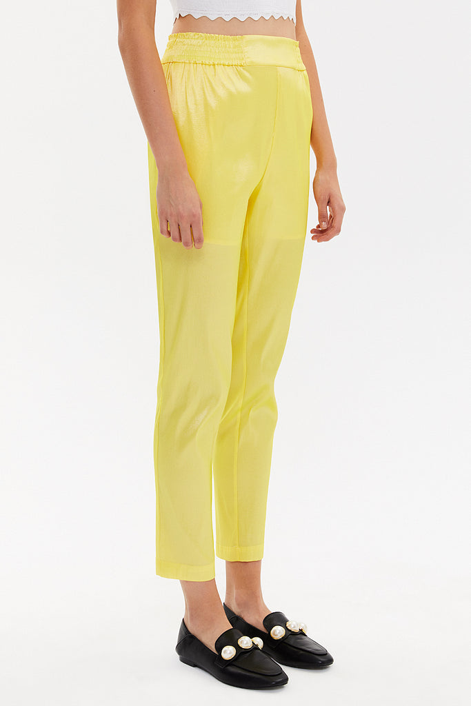 Yellow Elastic waist pants 41356