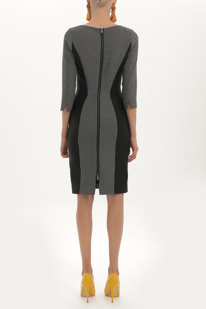 Black Patterned slim fit mini dress 91430