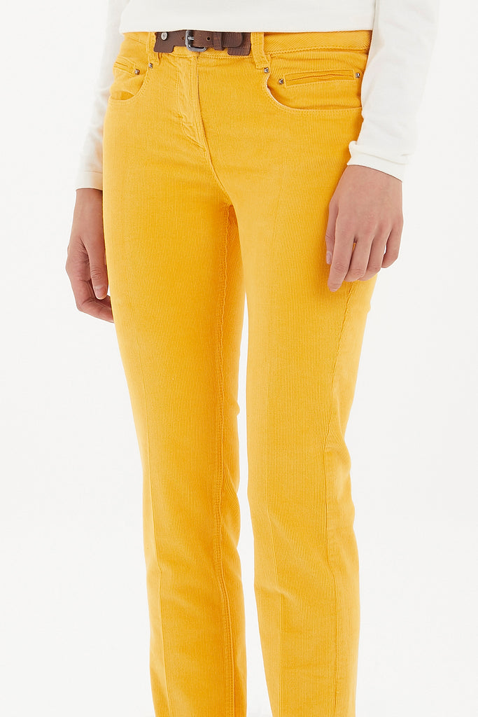 Mustard Leather accessories Velvet pants 40754