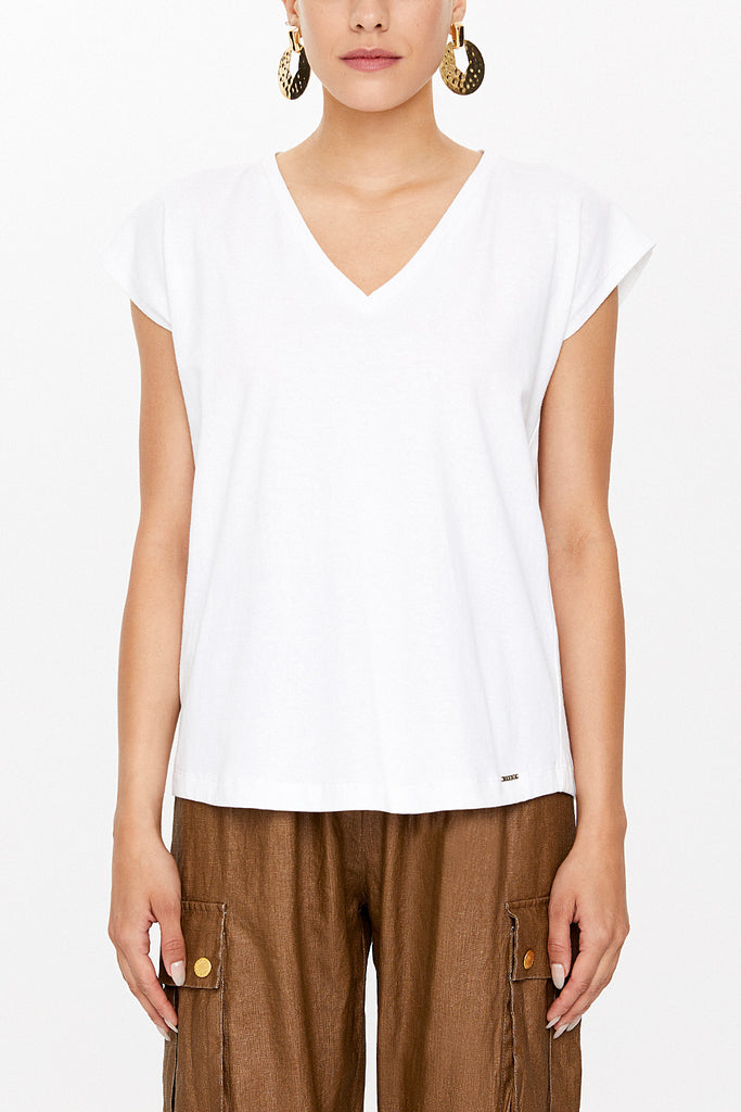 White Short Sleeve Blouse 19783