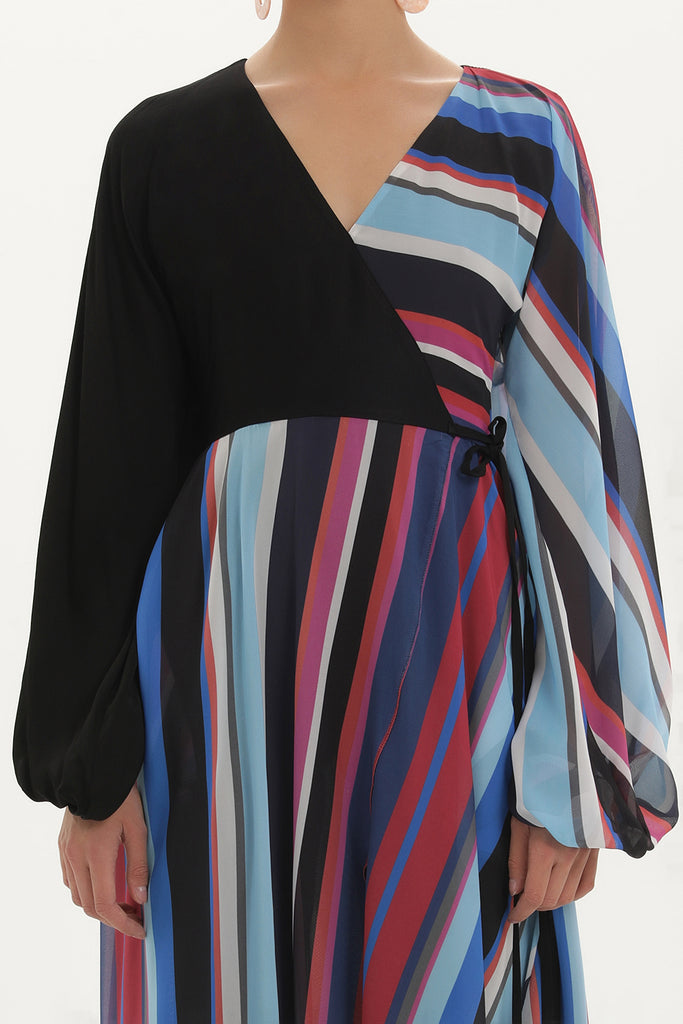 Patterned Wrap-over, chiffon maxi dress 92417