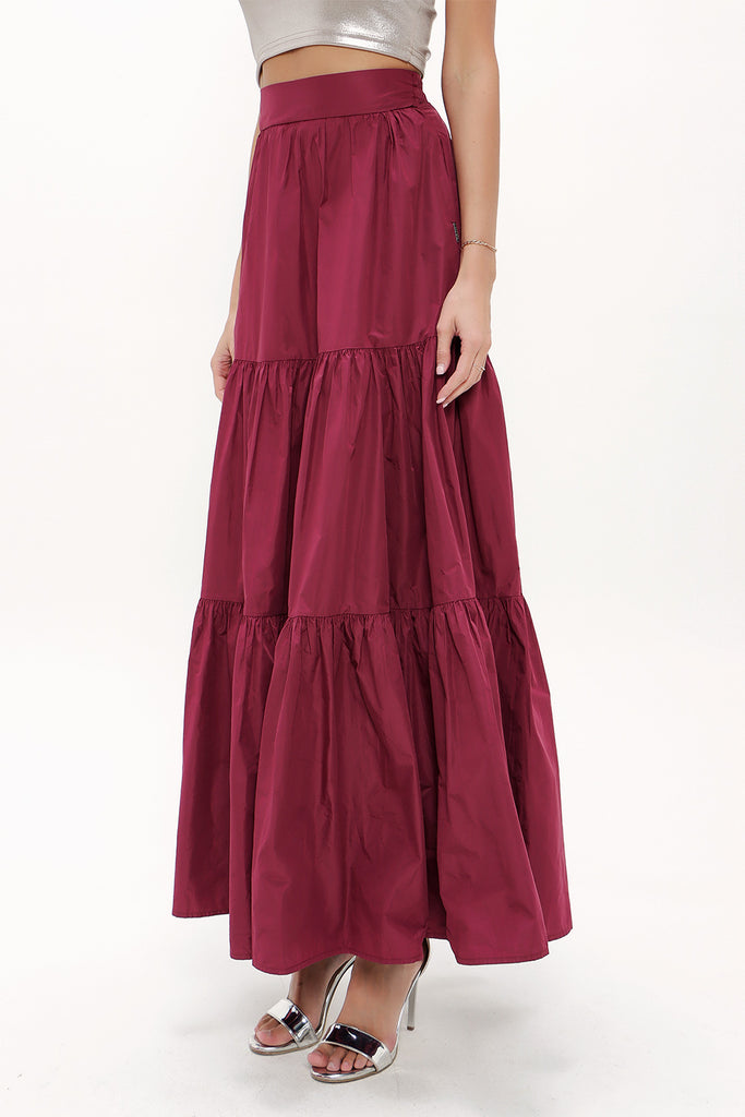 Purple Elastic and Pleated maxi skirt 81099