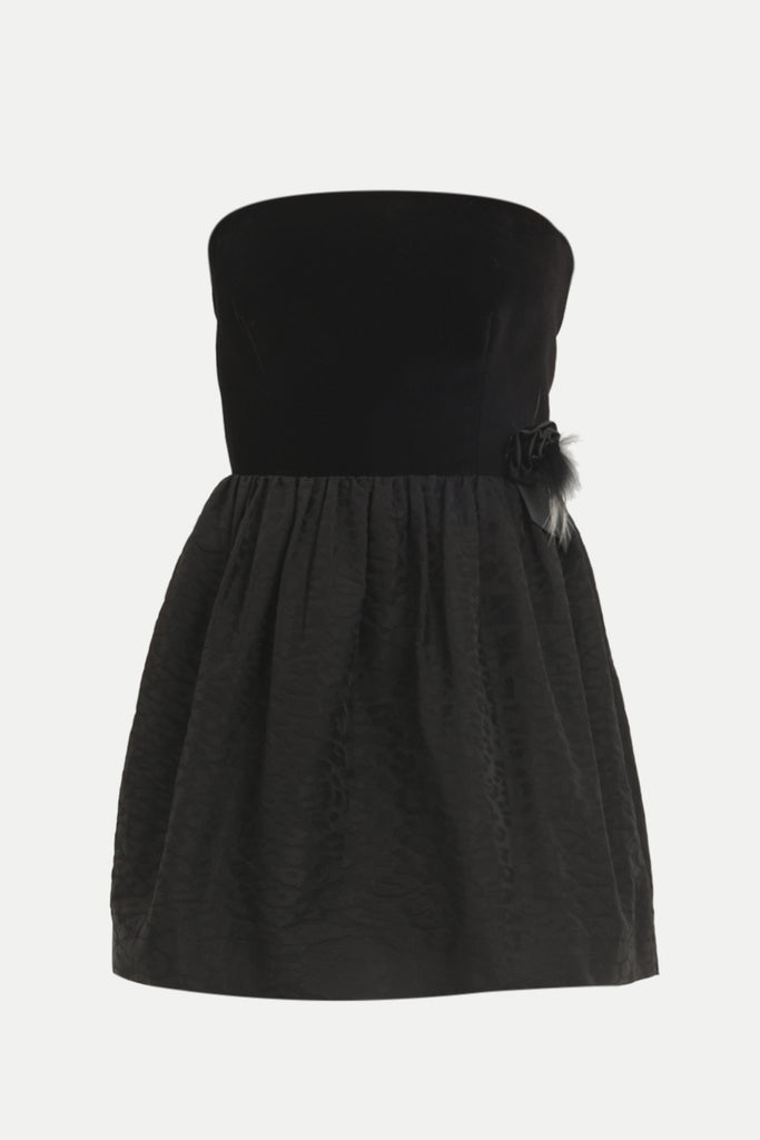 Black Velvet and jacquard sleevless mini dress 91457