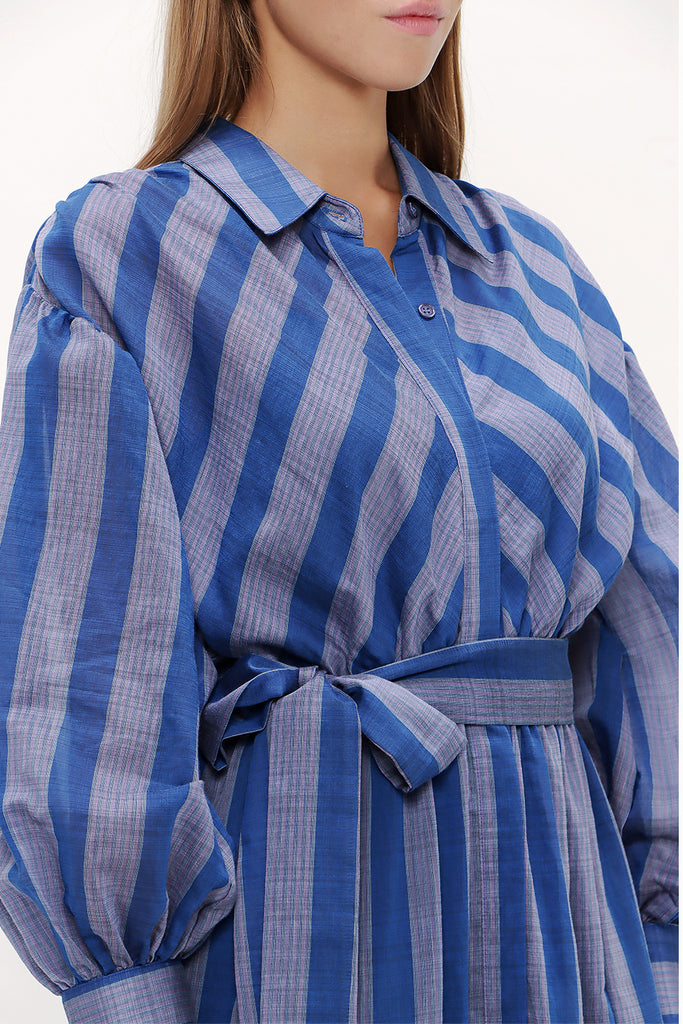 Blue Gathered maxi dress 92863