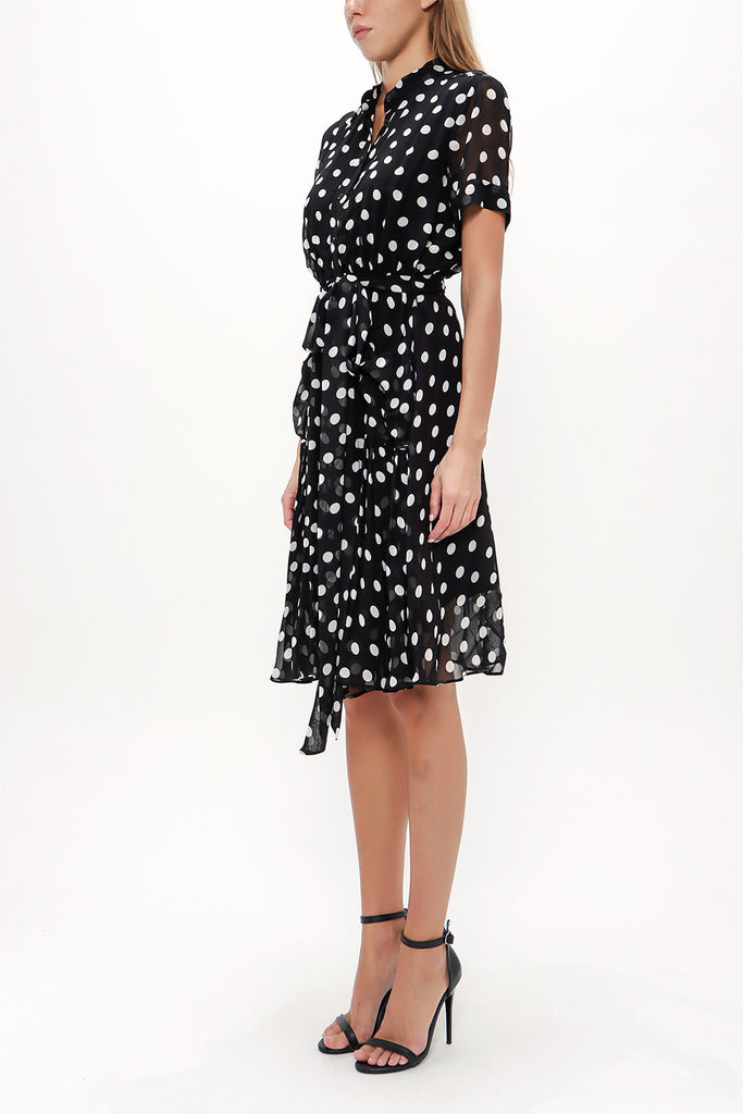 Spotted Short sleeve chiffon midi dress 92782