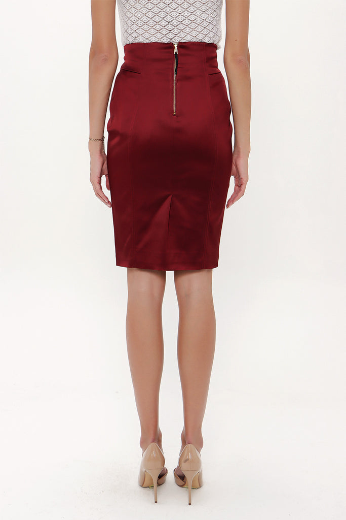 Burgundy Slim fit skirt 80436