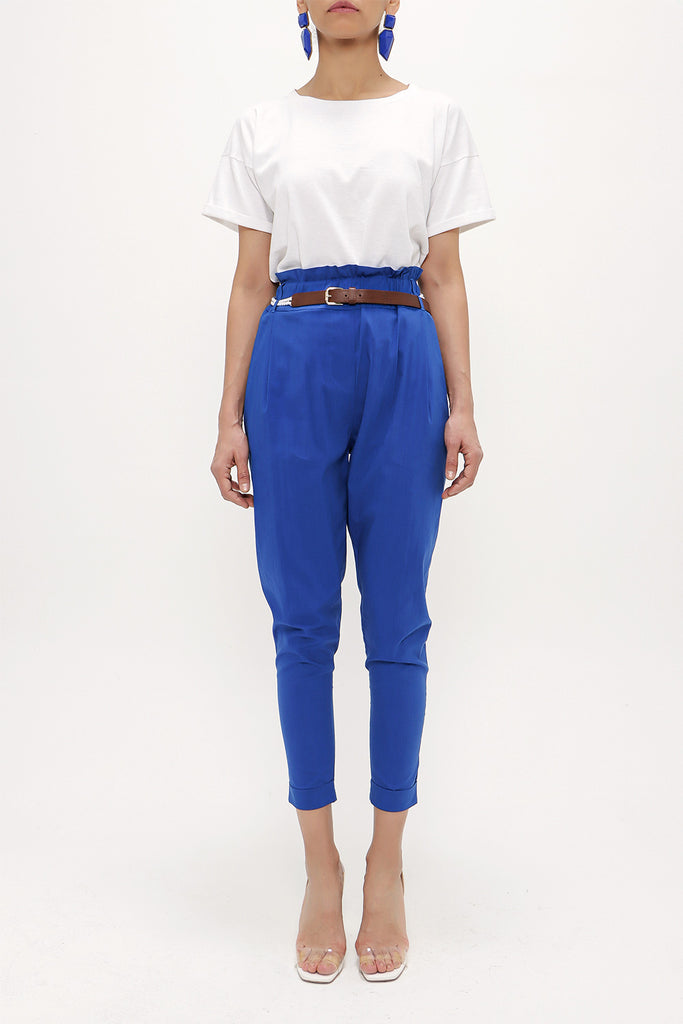 Blue Wide cut cotton pants 40687