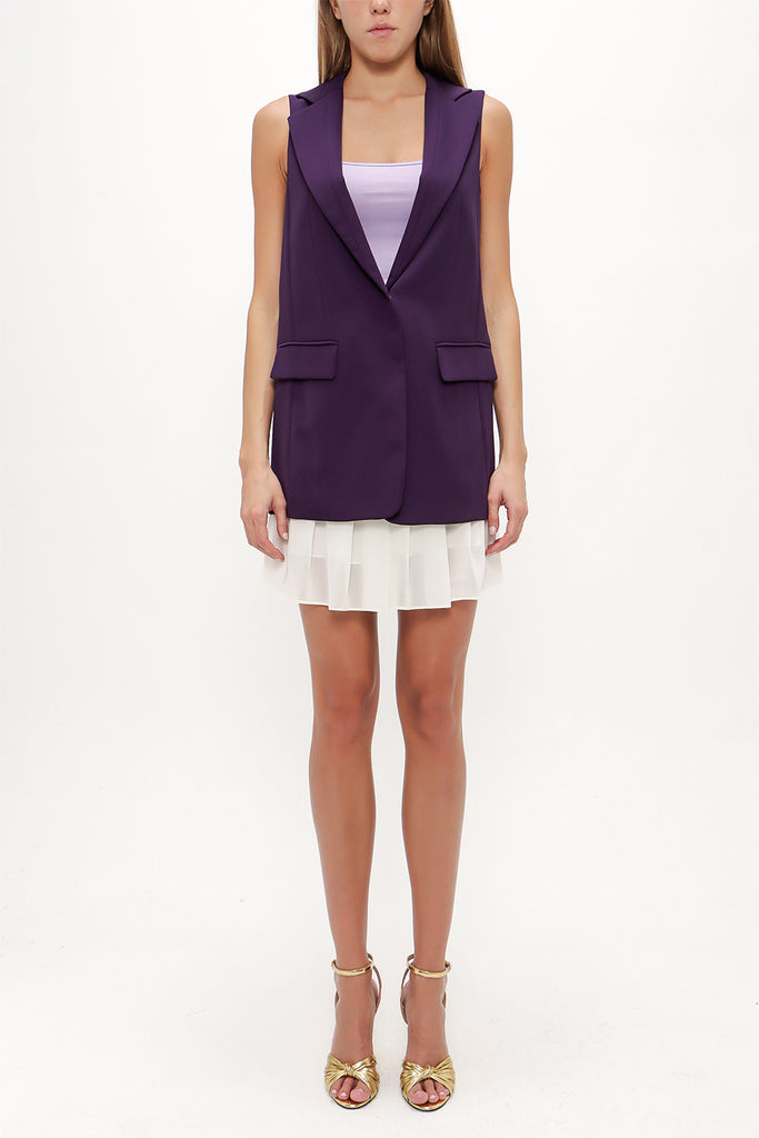 Purple Single Button sleeveless vest 60893