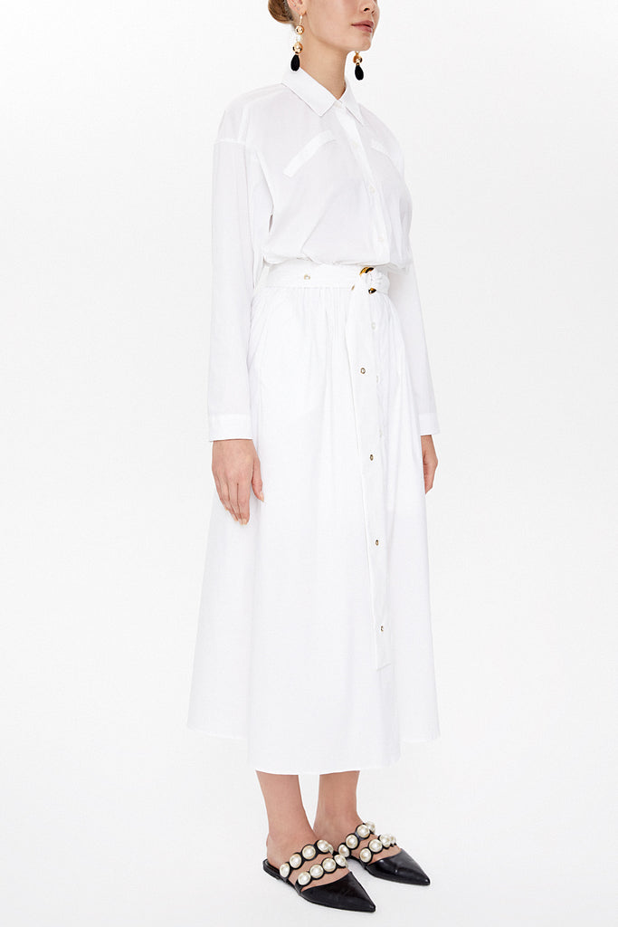 White Belted midi dress 92874