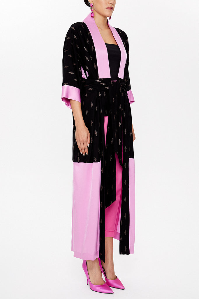 Black Contrast colour maxi kimono 92780
