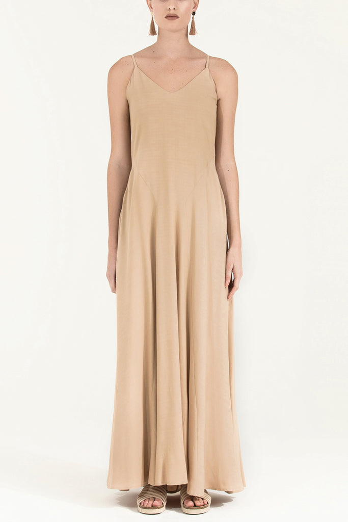 Askılı Desenli Uzun Elbise 92256