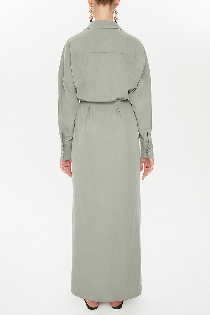 Khaki Slit detail maxi dress 92873